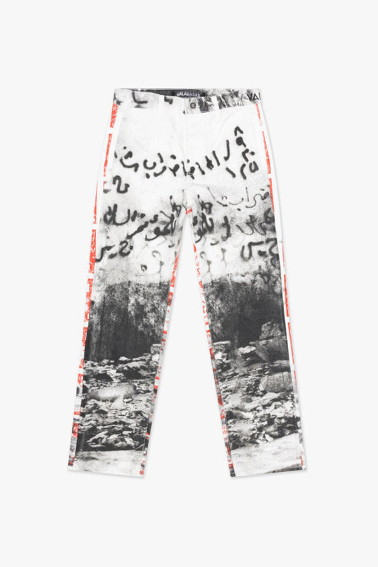 "THAHAB" STRAIGHT PANT WHITE MULTI - Valabasas