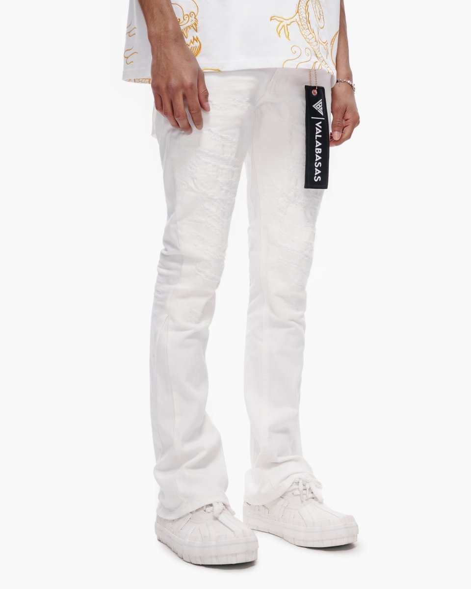 Thatch White Stacked Jeans - Valabasas