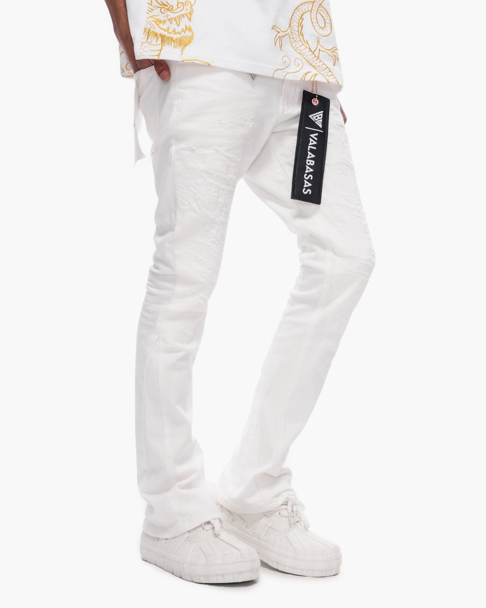 Thatch White Stacked Jeans - Valabasas