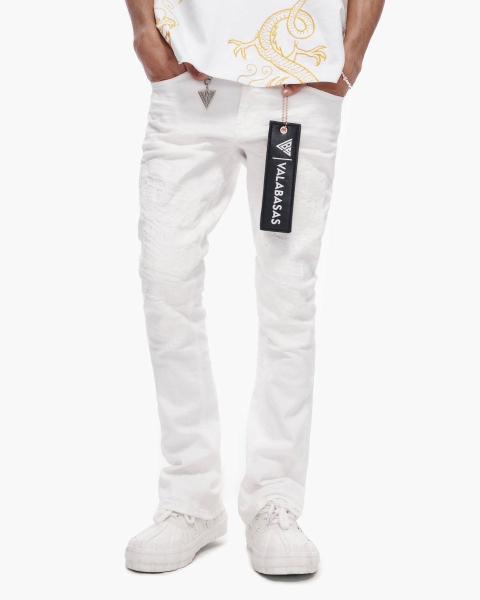 Thatch White Stacked Jeans - Valabasas