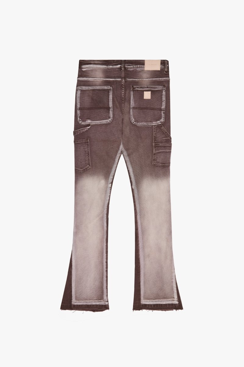 "THE CARPENTER” STACKED FLARE JEAN LIGHT BROWN - Valabasas