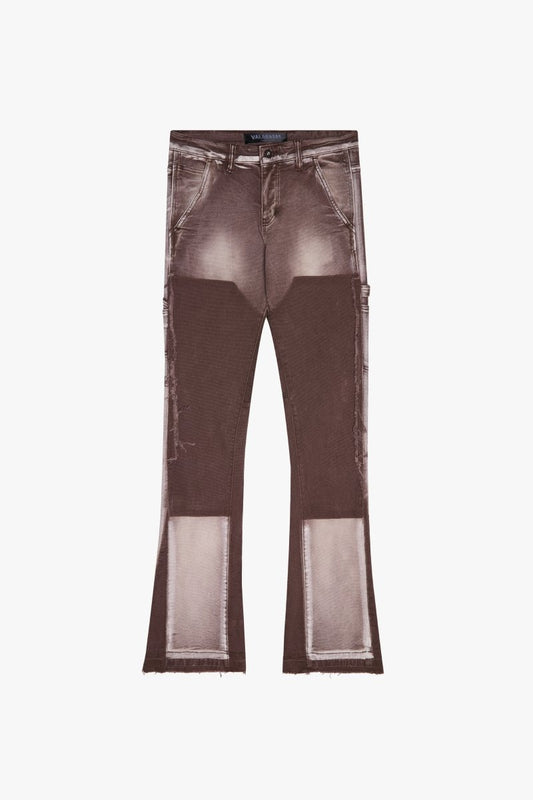 "THE CARPENTER” STACKED FLARE JEAN LIGHT BROWN - Valabasas
