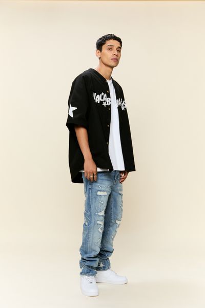 "THRASHED" STRAIGHT DENIM VINTAGE BLUE WASH - Valabasas