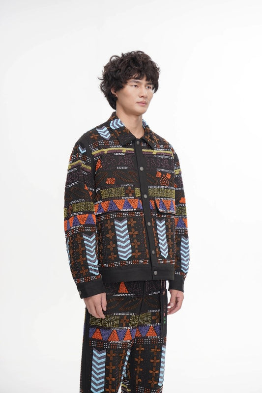 Time Black Multi Hand Beaded Jacket - Valabasas