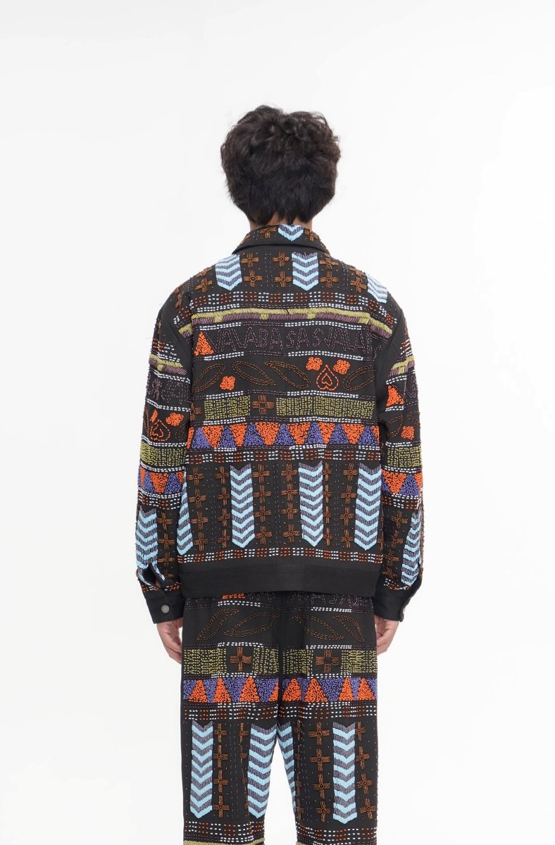 Time Black Multi Hand Beaded Jacket - Valabasas