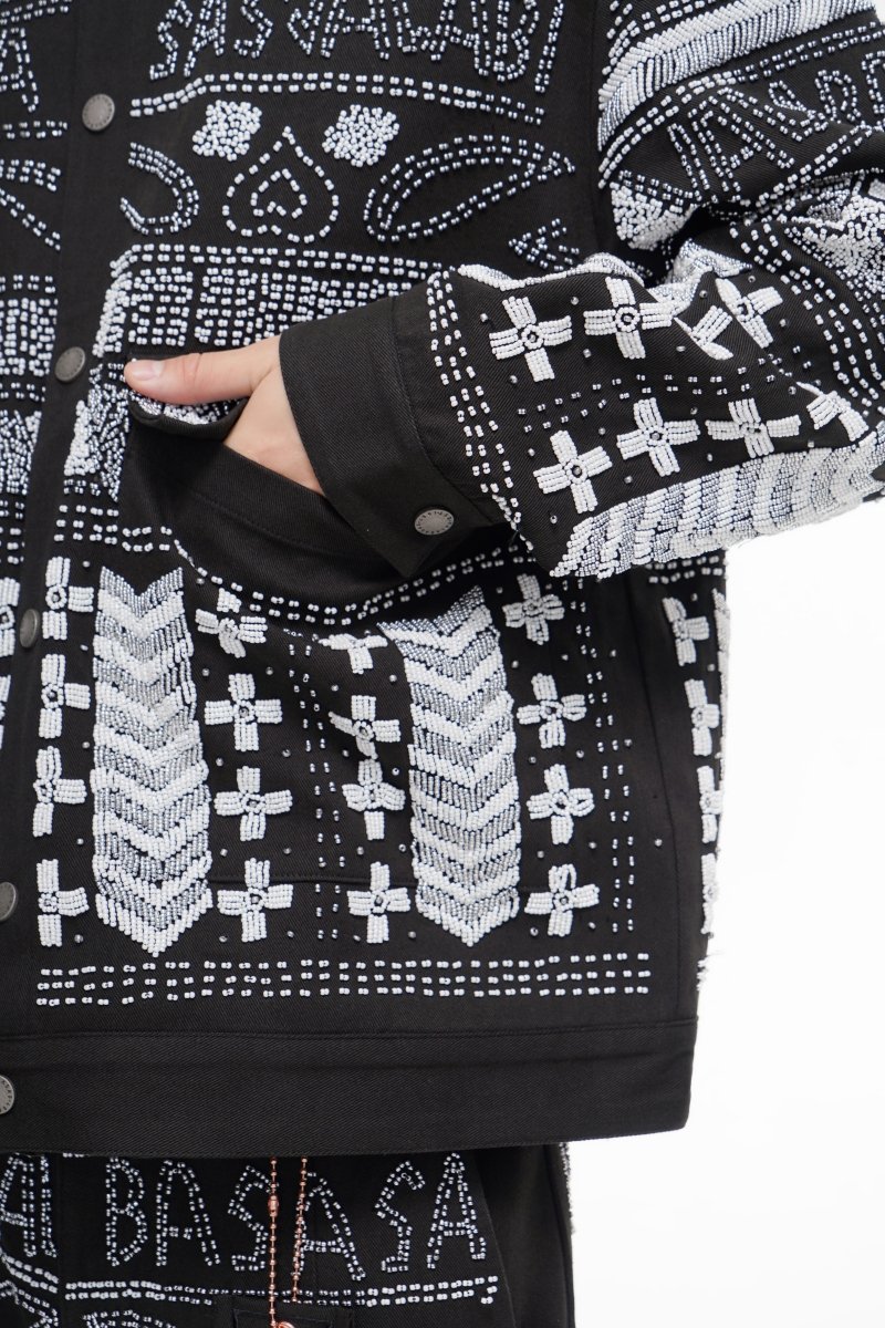 Time Grey Multi Hand Beaded Jacket - Valabasas