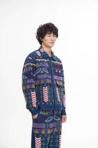 Time Navy Hand Beaded Jacket - Valabasas