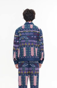 Time Navy Hand Beaded Jacket - Valabasas