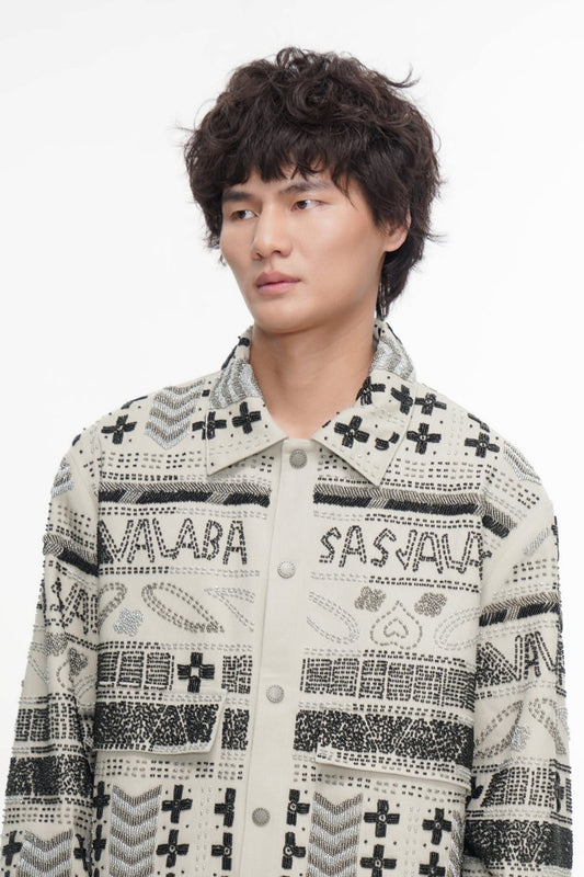 Time White Multi Hand Beaded Jacket - Valabasas