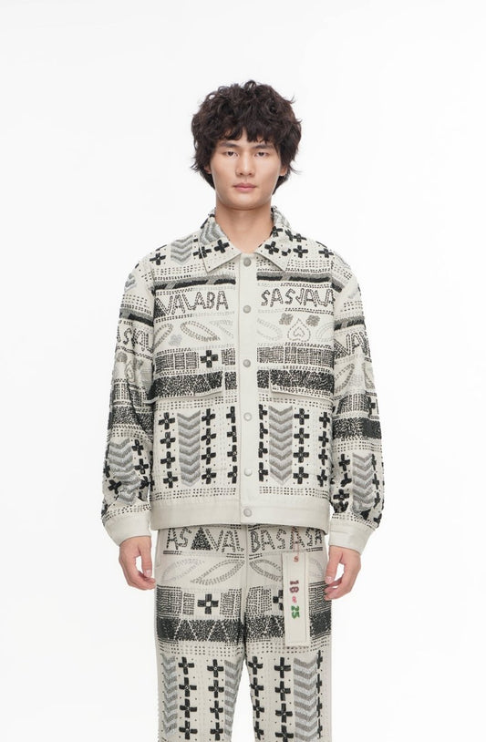 Time White Multi Hand Beaded Jacket - Valabasas