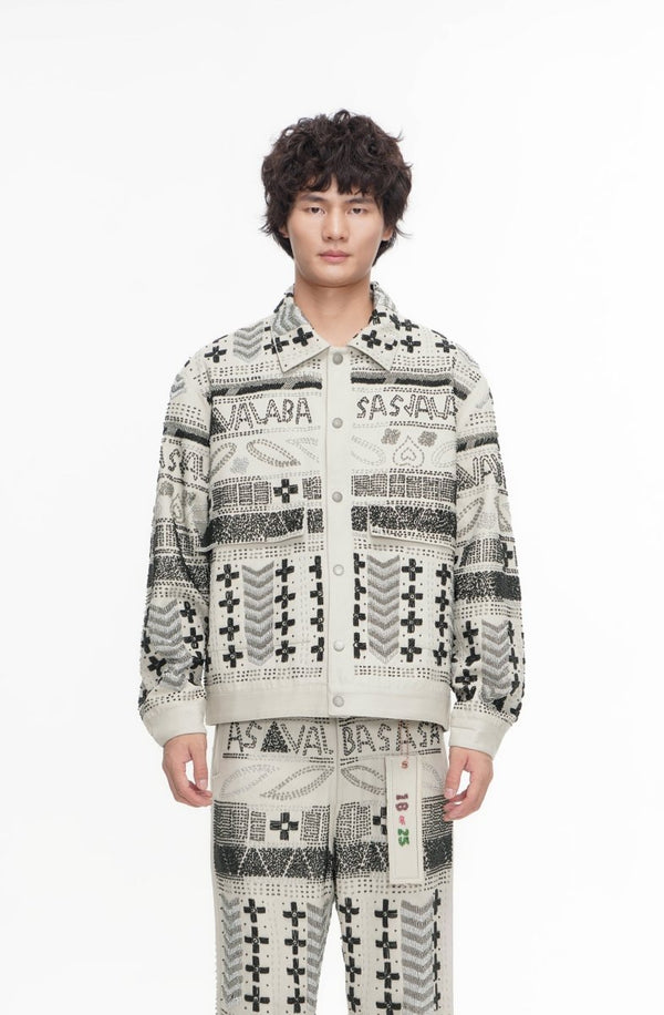 Time White Multi Hand Beaded Jacket - Valabasas
