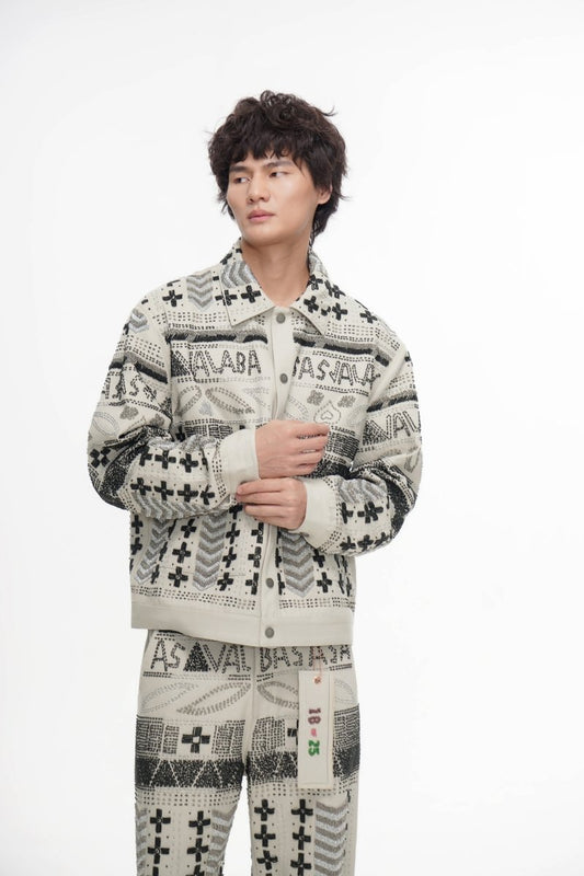 Time White Multi Hand Beaded Jacket - Valabasas