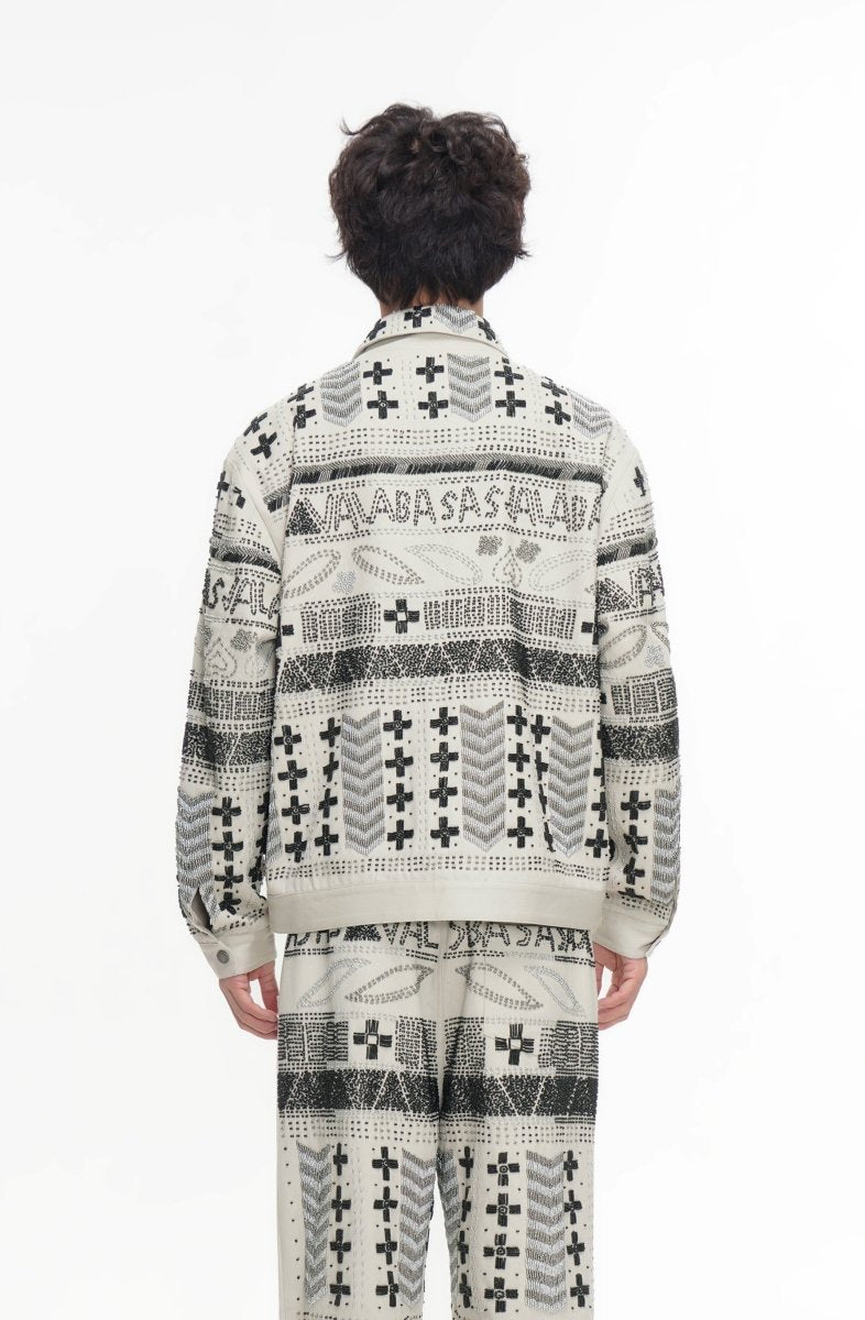 Time White Multi Hand Beaded Jacket - Valabasas