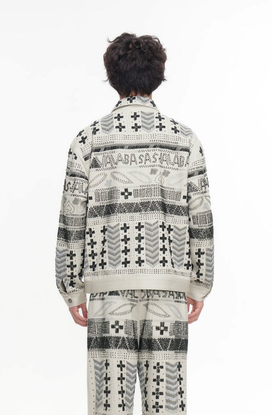 Time White Multi Hand Beaded Jacket - Valabasas