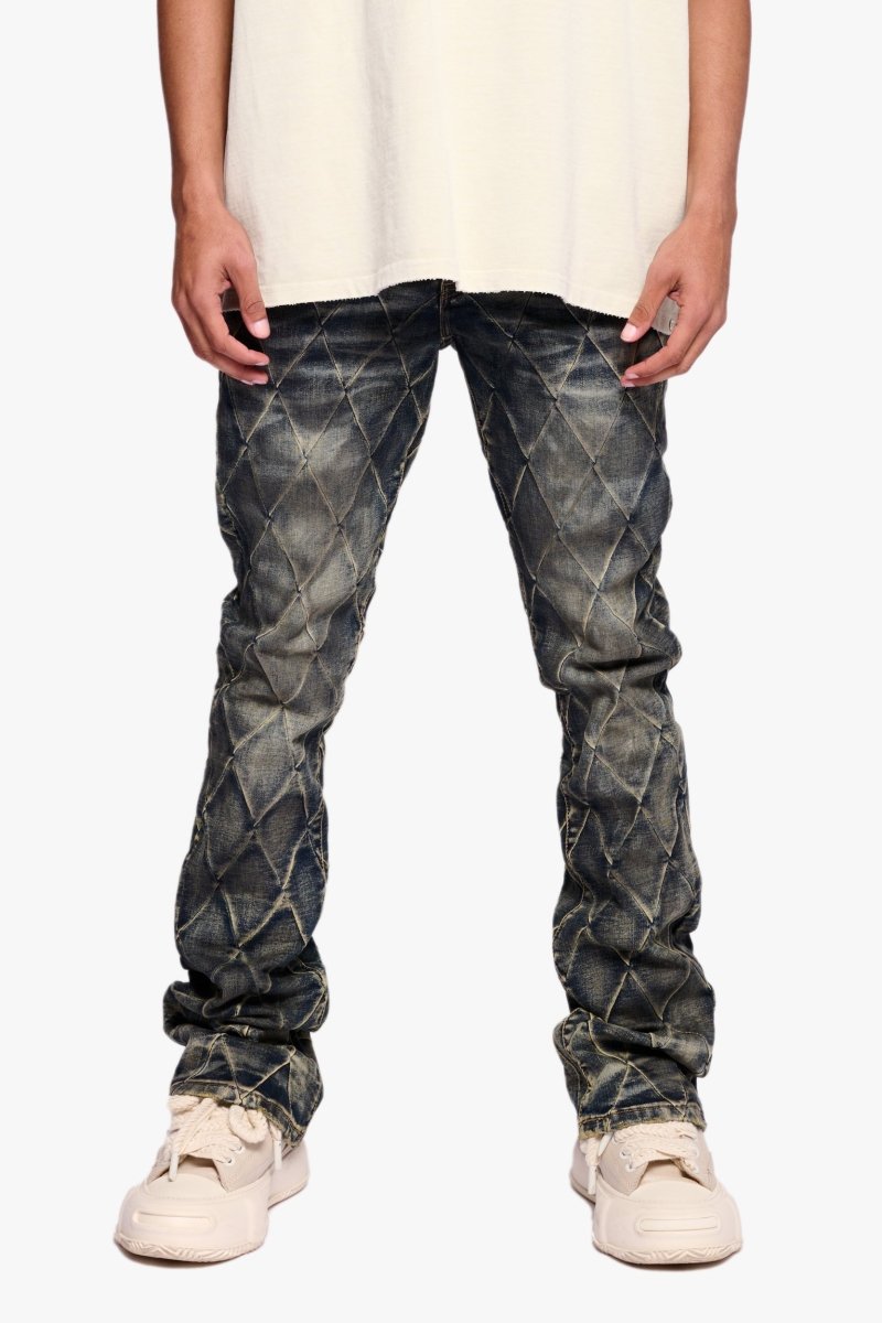 Tire Stacked Flare Jean Blue Vintage - Valabasas