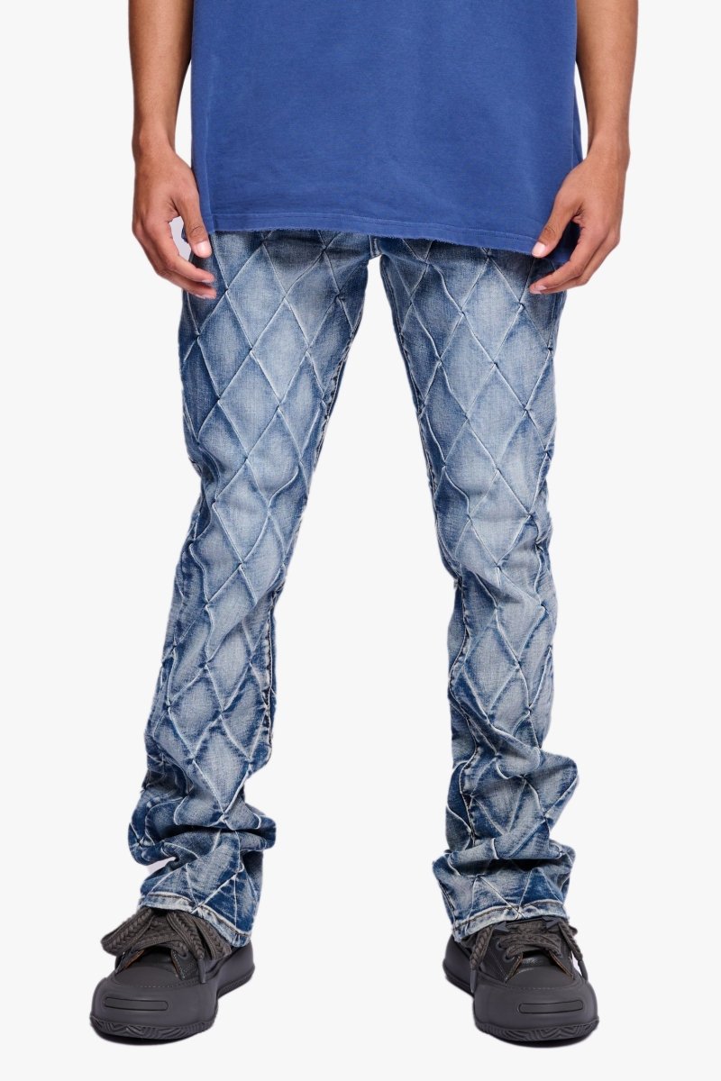Tire Stacked Flare Jean Blue Washed - Valabasas