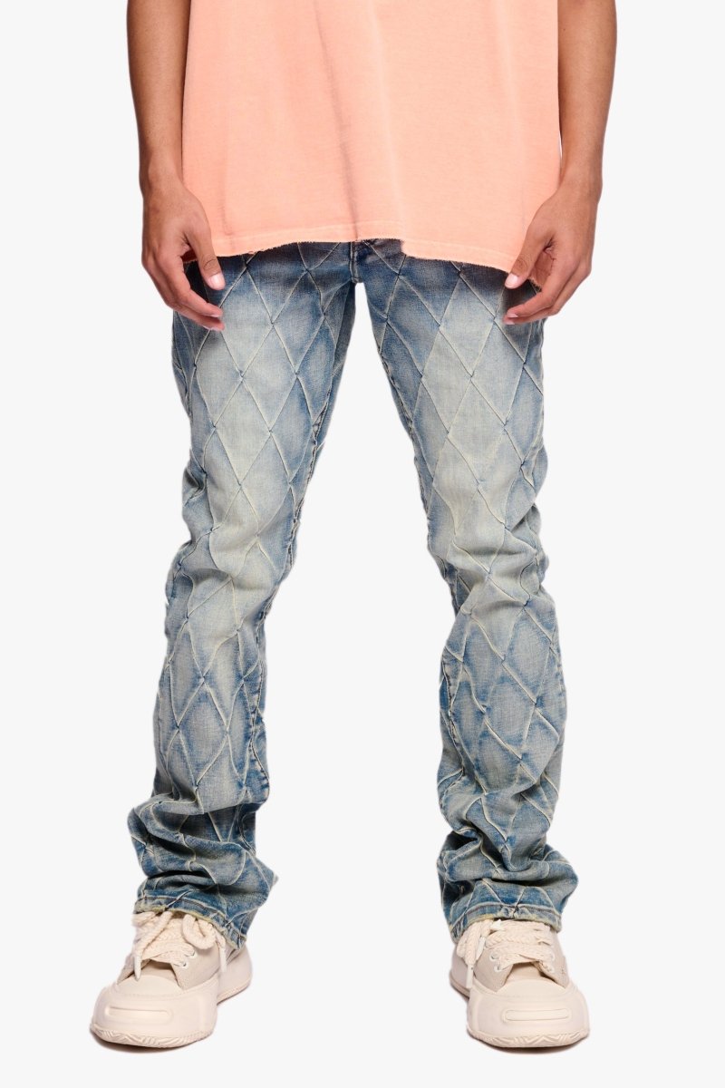 Tire Stacked Flare Jean Light Vintage Blue - Valabasas