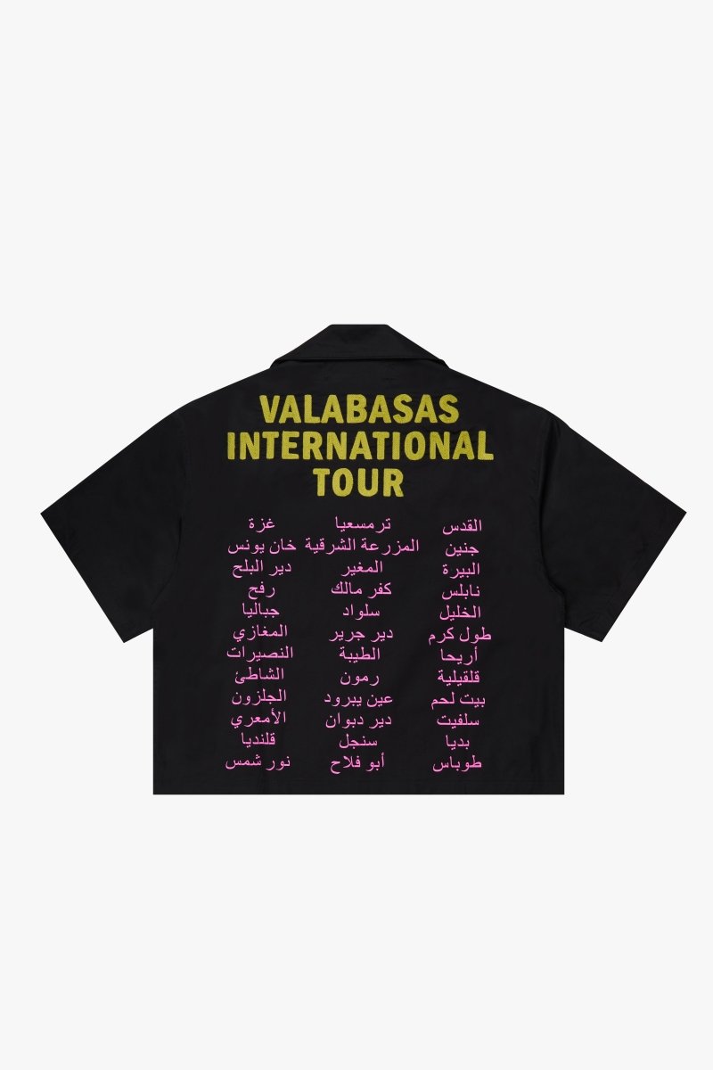 "TOUR" CROP BUTTON DOWN BLACK/YELLOW - Valabasas