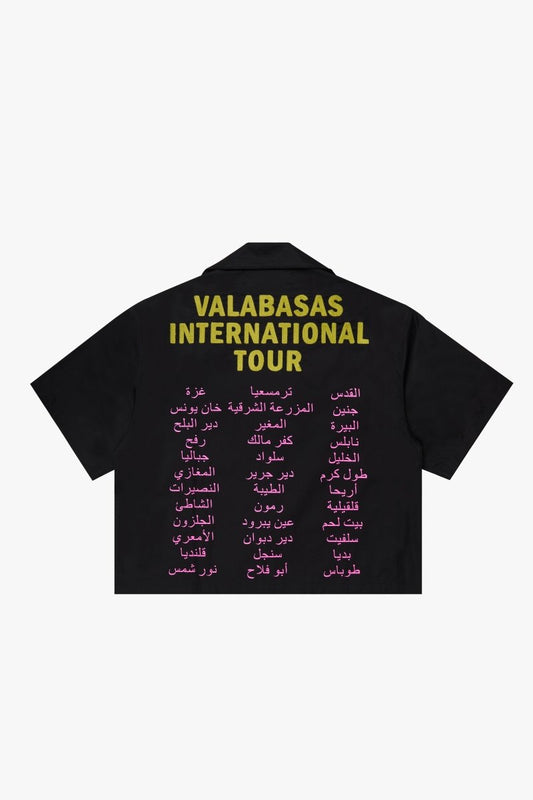 "TOUR" CROP BUTTON DOWN BLACK/YELLOW - Valabasas