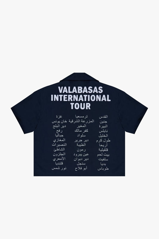"TOUR" CROP BUTTON DOWN BLUE - Valabasas