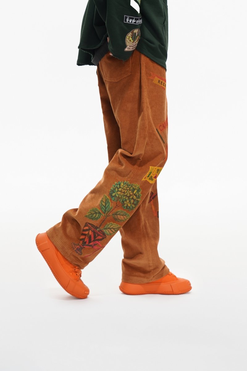 Trailway Corduroy Orange Straight Pants - Valabasas