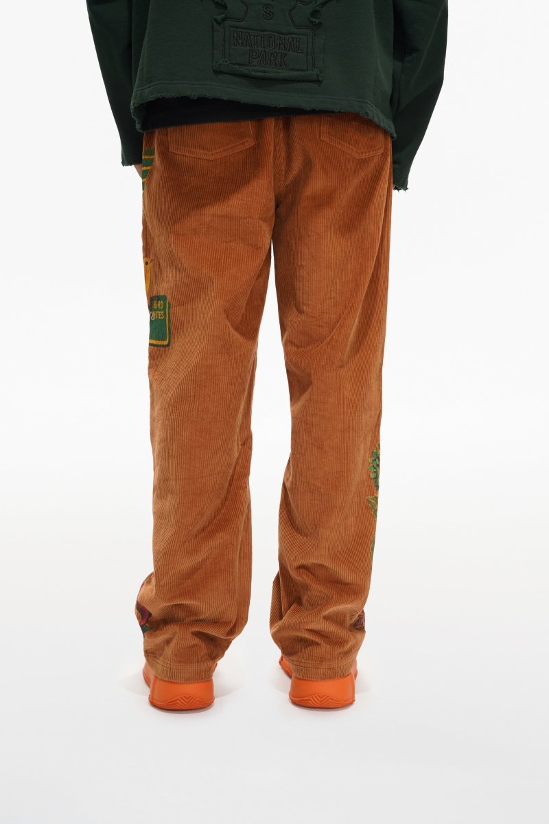 Trailway Corduroy Orange Straight Pants - Valabasas
