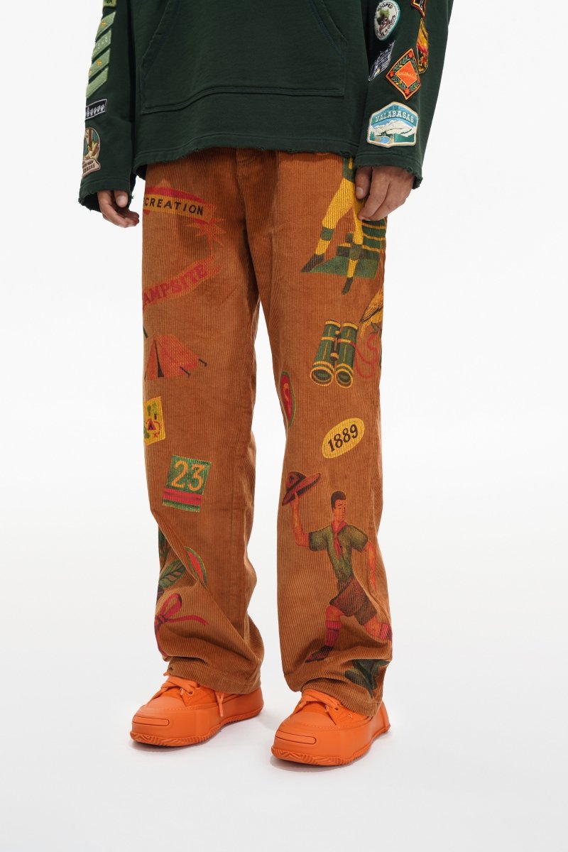 Trailway Corduroy Orange Straight Pants - Valabasas