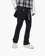 Trance Stacked Black Waxed Jeans