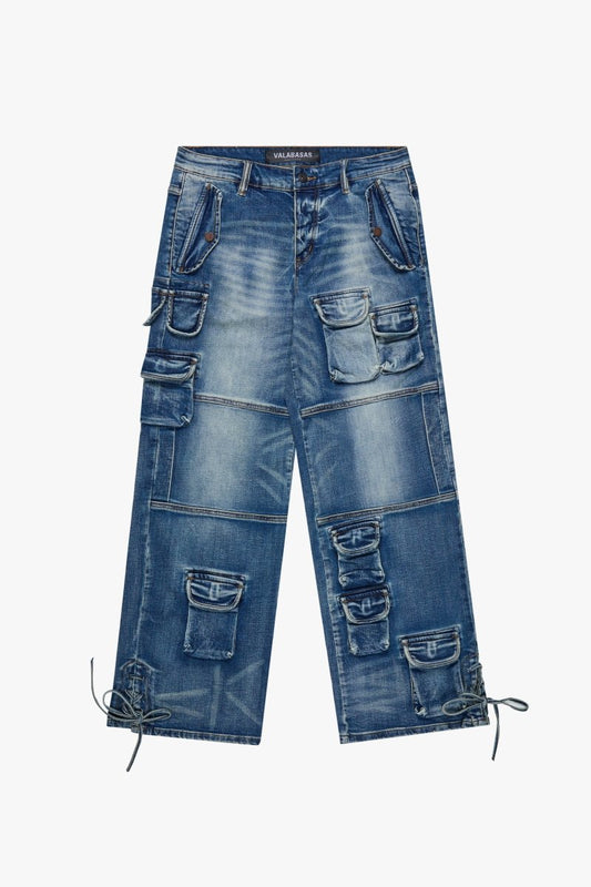 "TROOPER" BAGGY DENIM JEAN BLUE WASH - Valabasas