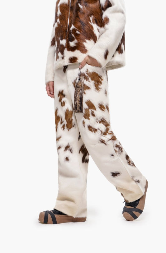 Trotto 100% Cowhide Pant – Brown & Cream - Valabasas