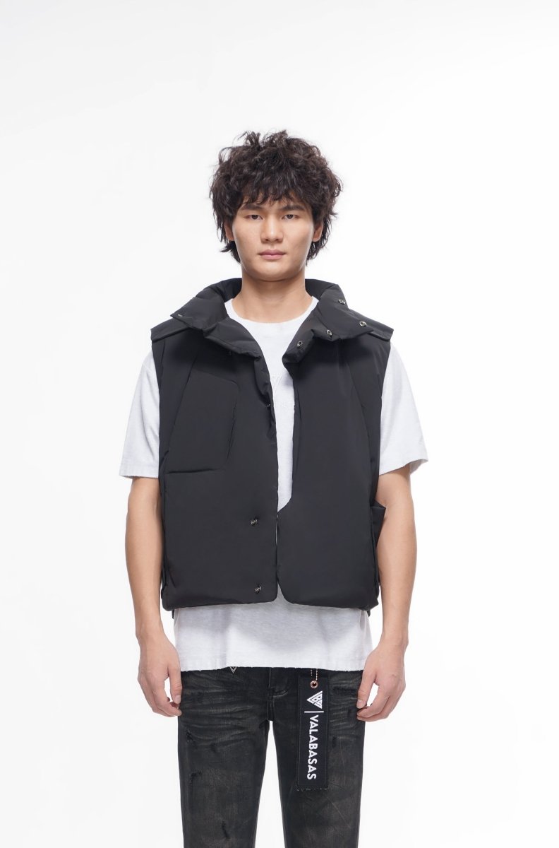 Tucked Black Puffer Vest - Valabasas