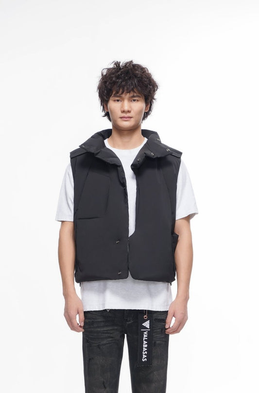 Tucked Black Puffer Vest - Valabasas