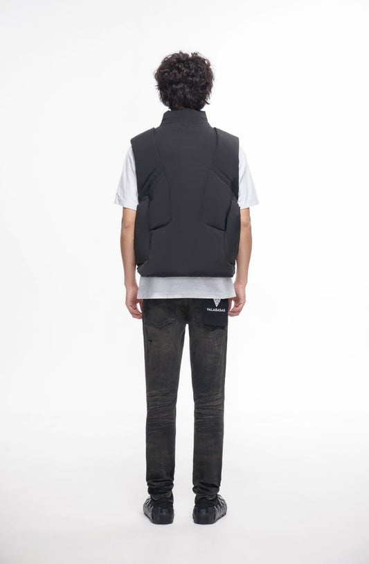 Tucked Black Puffer Vest - Valabasas