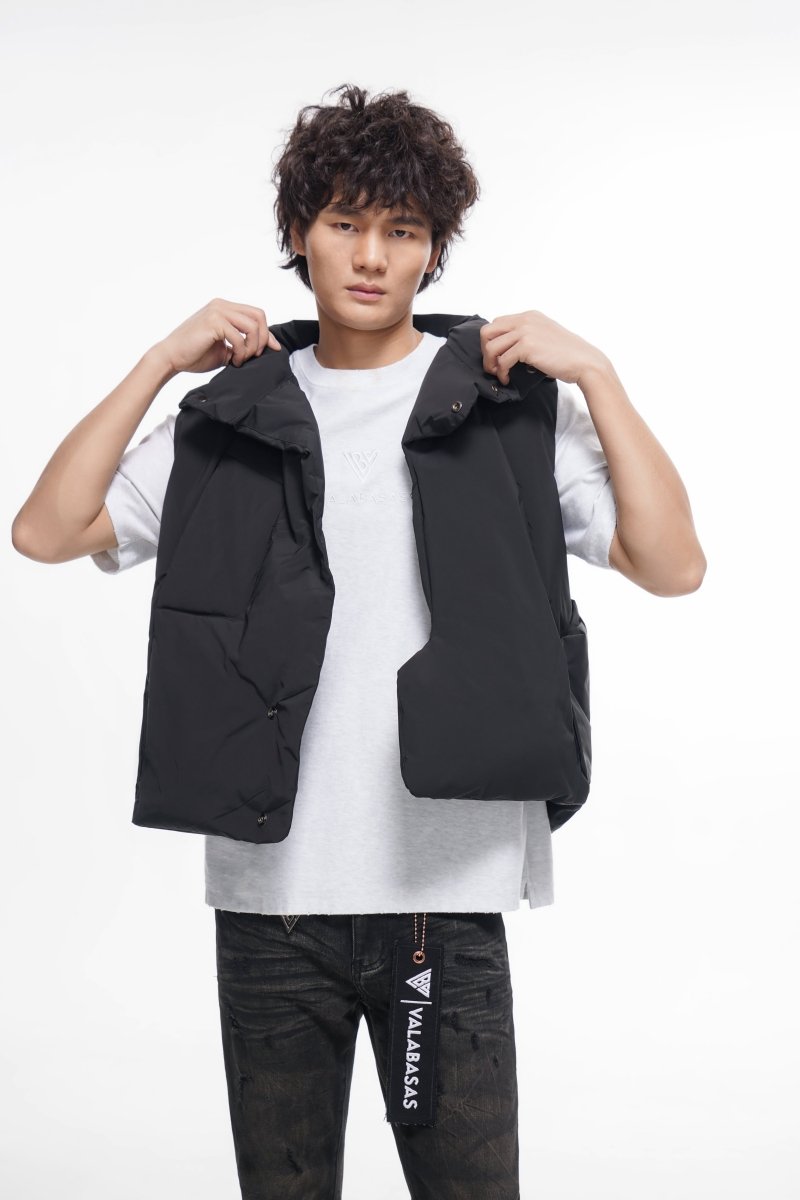 Tucked Black Puffer Vest - Valabasas