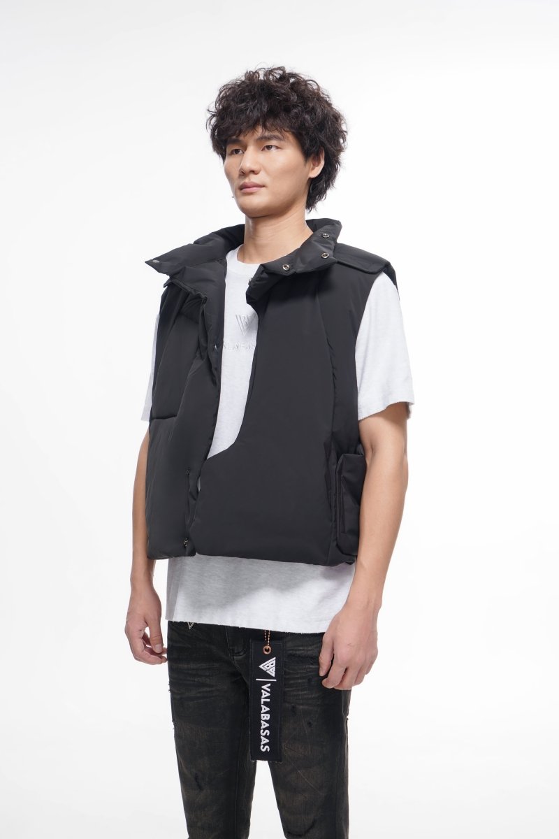 Tucked Black Puffer Vest - Valabasas