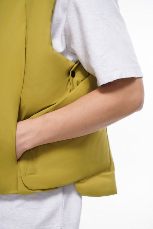 Tucked Mustard Green Puffer Vest - Valabasas