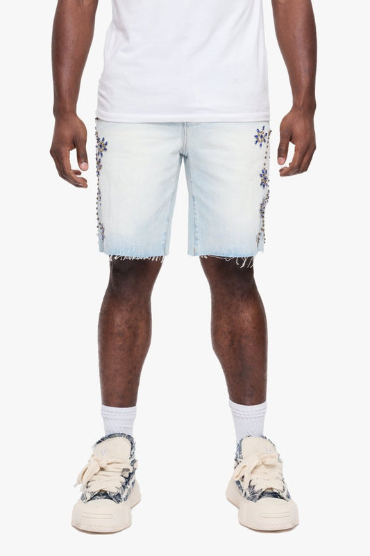 Turning Denim Shorts Light Wash - Valabasas