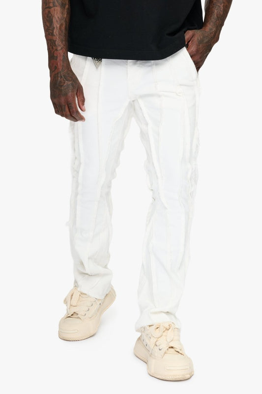 Twisted Denim Jean Stacked White - Valabasas