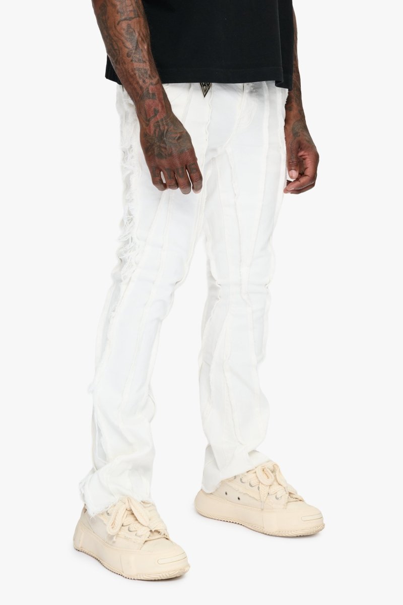 Twisted Denim Jean Stacked White - Valabasas