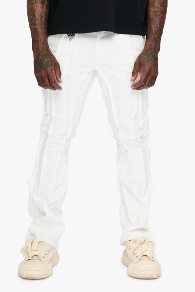 パンツ valabasas White stacked Damage denim twisted-denim-jean-stacked-