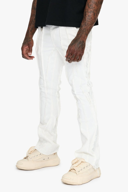 Twisted Denim Jean Stacked White - Valabasas