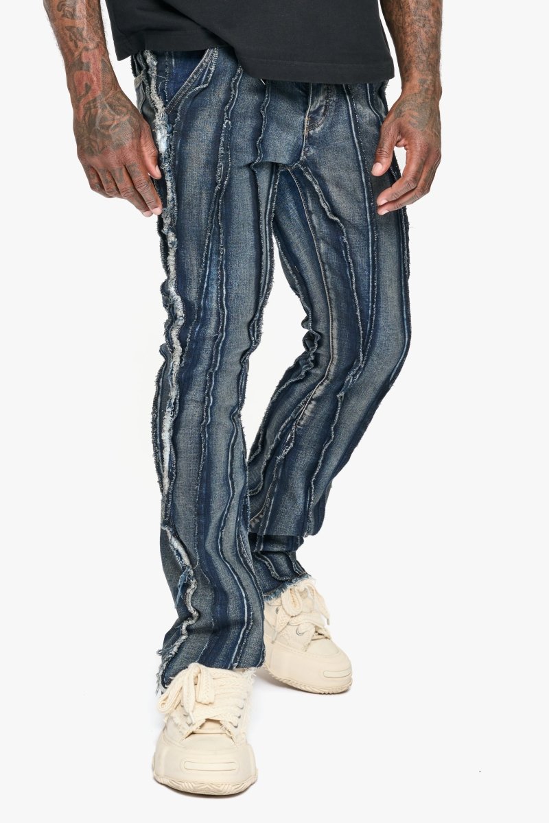 Twisted Stacked Denim Blue Black Wash Denim - Valabasas