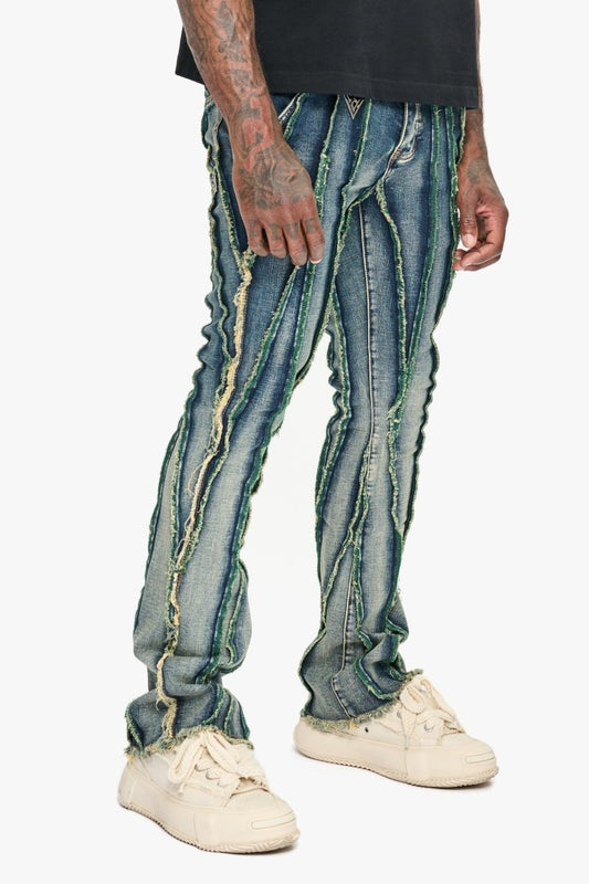 Twisted Stacked Denim Blue Green wash - Valabasas