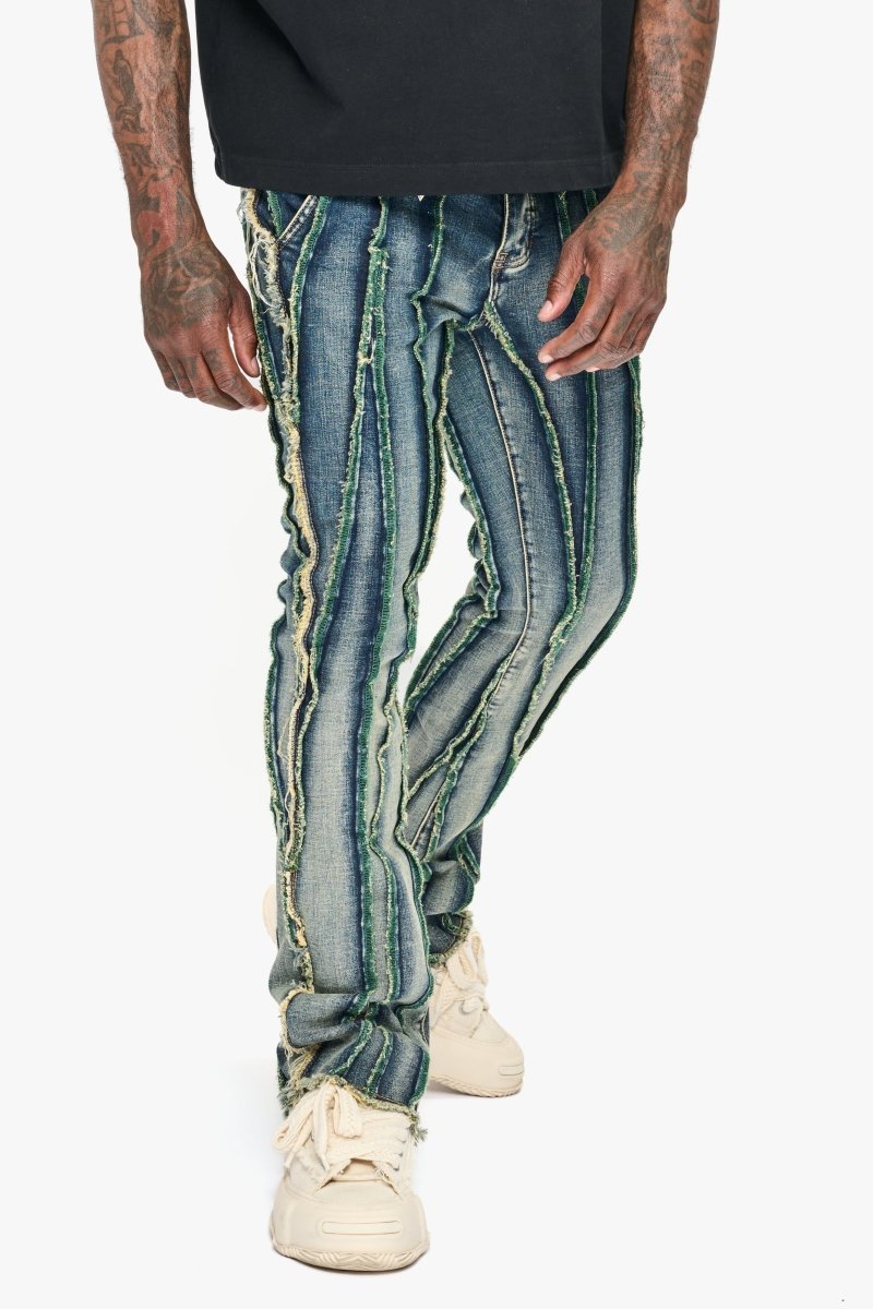 Twisted Stacked Denim Blue Green wash - Valabasas