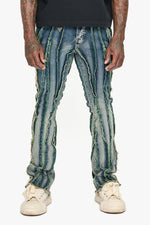 Twisted Stacked Denim Blue Green wash