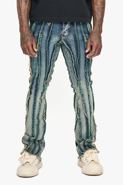 Twisted Stacked Denim Blue Green wash – Valabasas
