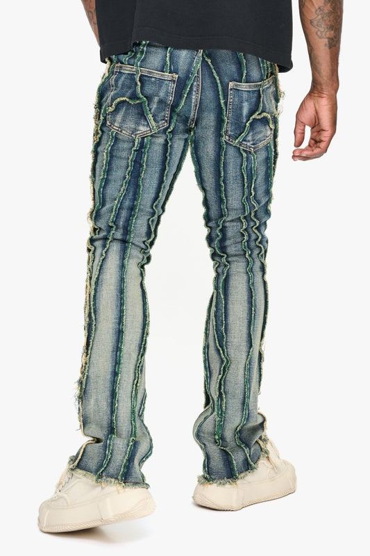 Twisted Stacked Denim Blue Green wash - Valabasas
