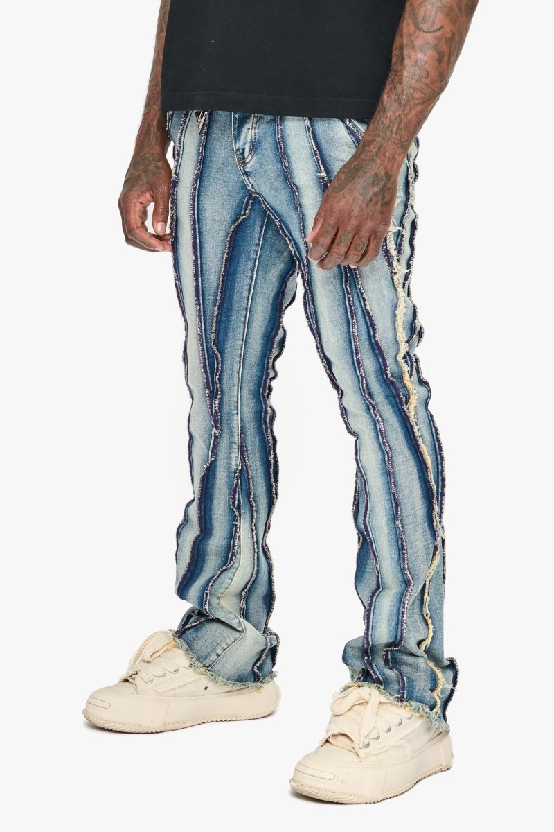 Twisted Stacked Denim Blue Wash
