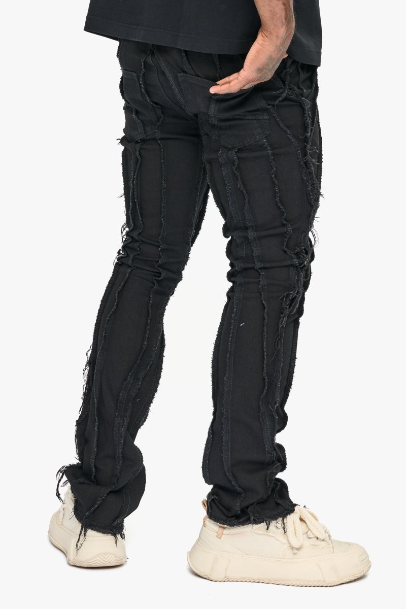Twisted Stacked Denim Jeans Black - Valabasas