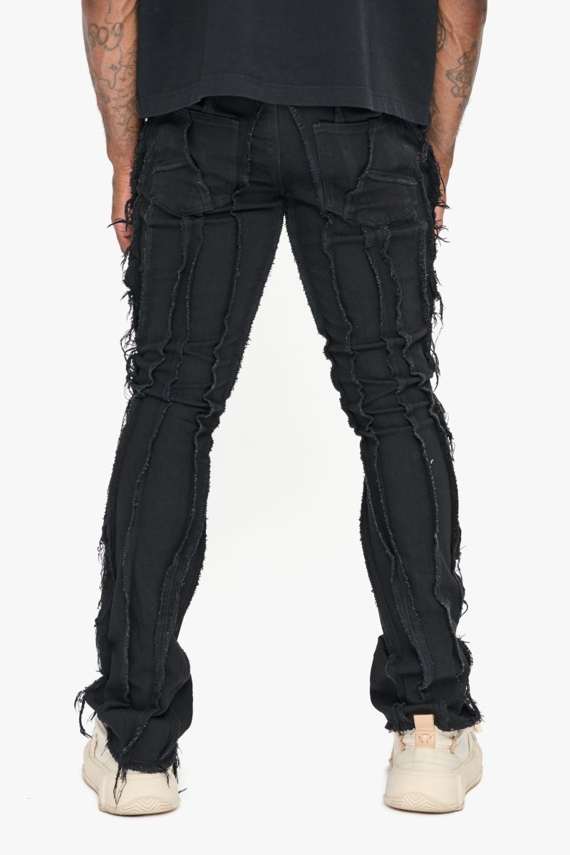 Twisted Stacked Black Denim Jeans